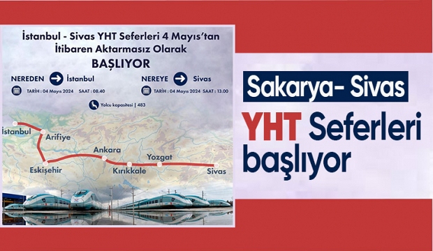 Sakarya-Sivas YHT seferi 4 Mayıs'ta başlıyor