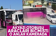 Halk otobüsünün araçları biçtiği kaza kamerada